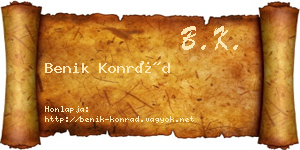 Benik Konrád névjegykártya